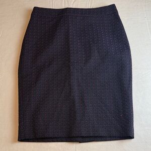 Ann Taylor Women's Black Red Pattern Pencil Skirt Back Zip Size 00P